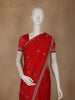 Red Floral Designed Georgette Saree With Embroidered Border