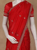 Red Floral Designed Georgette Saree With Embroidered Border