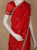 Red Floral Designed Georgette Saree With Embroidered Border