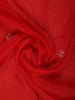 Red Floral Designed Georgette Saree With Embroidered Border