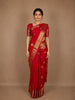 Red Floral Designed Silk Saree