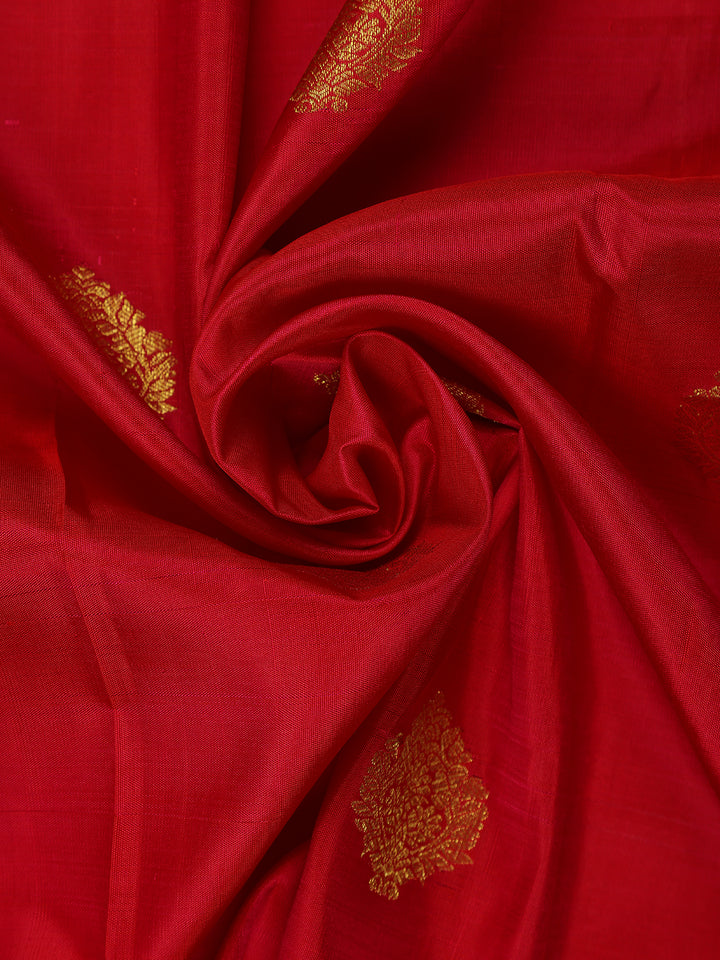 Red Floral Designed Silk Saree - Diadem