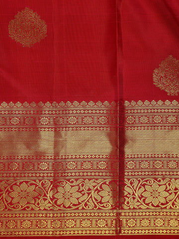 Red Floral Designed Silk Saree - Diadem