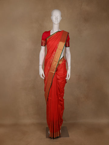 Red Floral Designed Soft Silk Saree - Diadem
