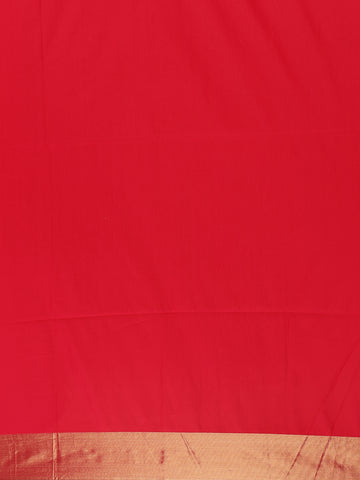 Red Floral Designed Soft Silk Saree - Diadem