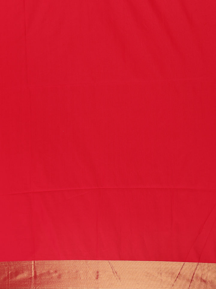 Red Floral Designed Soft Silk Saree - Diadem
