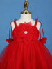 Red Floral Embellishment Design Net Frock