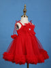 Red Floral Embellishment Design Net Frock