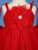 Red Floral Embellishment Design Net Frock