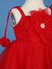 Red Floral Embellishment Design Net Frock