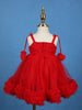 Red Floral Embellishment Design Net Frock