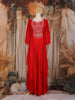 Red Floral Embroidered Chiffon Gown