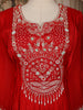 Red Floral Embroidered Chiffon Gown