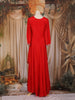 Red Floral Embroidered Chiffon Gown