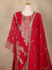 Red Floral Design Chiffon Straight Cut Salwar Suit