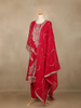 Red Floral Design Chiffon Straight Cut Salwar Suit