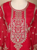 Red Floral Design Chiffon Straight Cut Salwar Suit