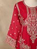 Red Floral Design Chiffon Straight Cut Salwar Suit
