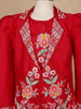 Red Floral Embroidered Coat And Palazzo Set For Girls