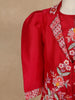 Red Floral Embroidered Coat And Palazzo Set For Girls