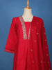 Red Floral Embroidered Cotton Salwar Suit With Dupatta