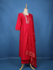 Red Floral Embroidered Cotton Salwar Suit With Dupatta