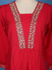Red Floral Embroidered Cotton Salwar Suit With Dupatta