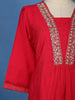 Red Floral Embroidered Cotton Salwar Suit With Dupatta