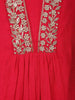 Red Floral Embroidered Cotton Salwar Suit With Dupatta
