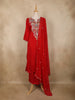 Red Floral Embroidered Cotton Salwar Suit with Dupatta