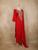 Red Floral Embroidered Cotton Salwar Suit with Dupatta