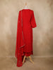 Red Floral Embroidered Cotton Salwar Suit with Dupatta
