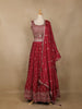 Red Floral Embroidered Design Chiffon Lehenga