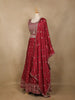 Red Floral Embroidered Design Chiffon Lehenga