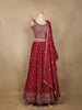 Red Floral Embroidered Design Chiffon Lehenga