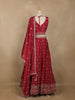 Red Floral Embroidered Design Chiffon Lehenga