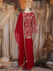 Red Floral Embroidered Design Chiffon Palazzo Suit with Dupatta