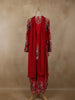 Red Floral Embroidered Design Crepe Palazzo Suit with Dupatta