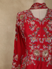 Red Floral Embroidered Design Crepe Palazzo Suit with Dupatta
