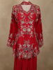Red Floral Embroidered Design Crepe Palazzo Suit with Dupatta