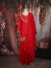 Red Floral Embroidered Design Georgette Lehenga with Dupatta