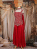 Red Floral Embroidered Design Organza Palazzo Suit