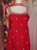 Red Floral Embroidered Design Tissue Palazzo Suit