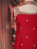 Red Floral Embroidered Design Tissue Palazzo Suit