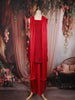 Red Floral Embroidered Design Tissue Palazzo Suit