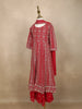 Red Floral Embroidered Georgette Kids Palazzo Suit