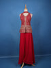 Red Floral Embroidered Georgette Palazzo Suit
