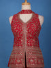 Red Floral Embroidered Georgette Palazzo Suit
