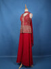 Red Floral Embroidered Georgette Palazzo Suit