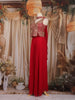 Red Floral Embroidered Georgette Palazzo Suit
